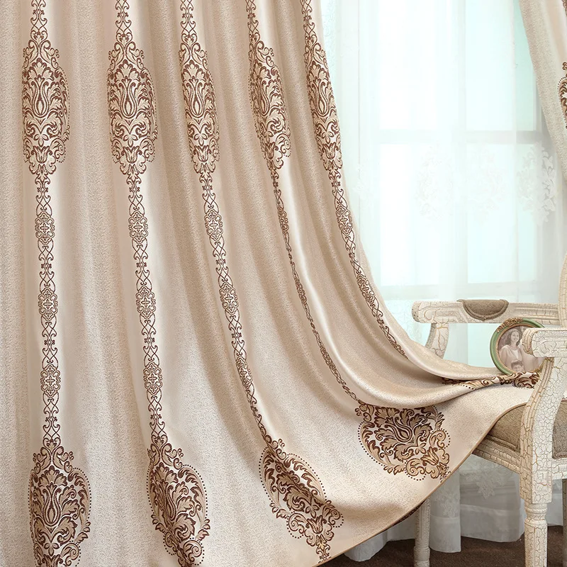 Luxury Coffee Color Jacquard Curtains for Living Room Bedroom Window Tulle High-precision Shade European Style Custom | Дом и сад