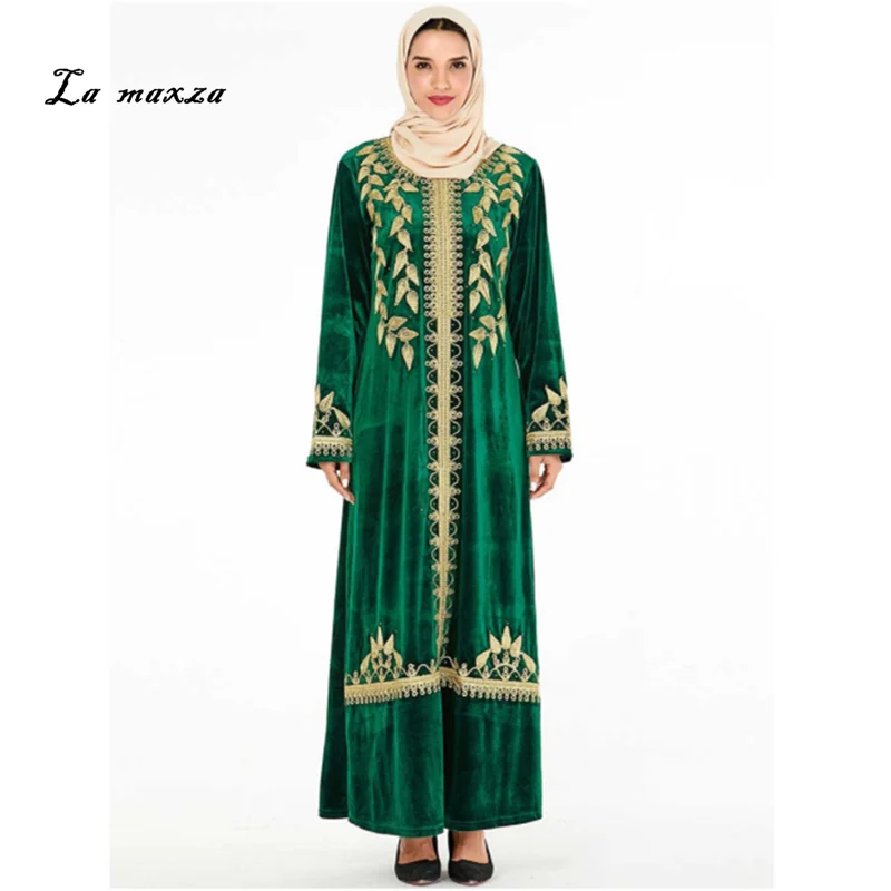 

Hijab for Muslim Dresses Long Muslim Dress Velvet Muslim Party Evening Dress Arabic Hijab Dress Kaftan