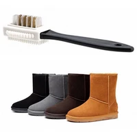 3side shoe brush cleaning brush for suede nubuck boot shoes cleaner with handle boot leather shoes cleaner care cleaning tools