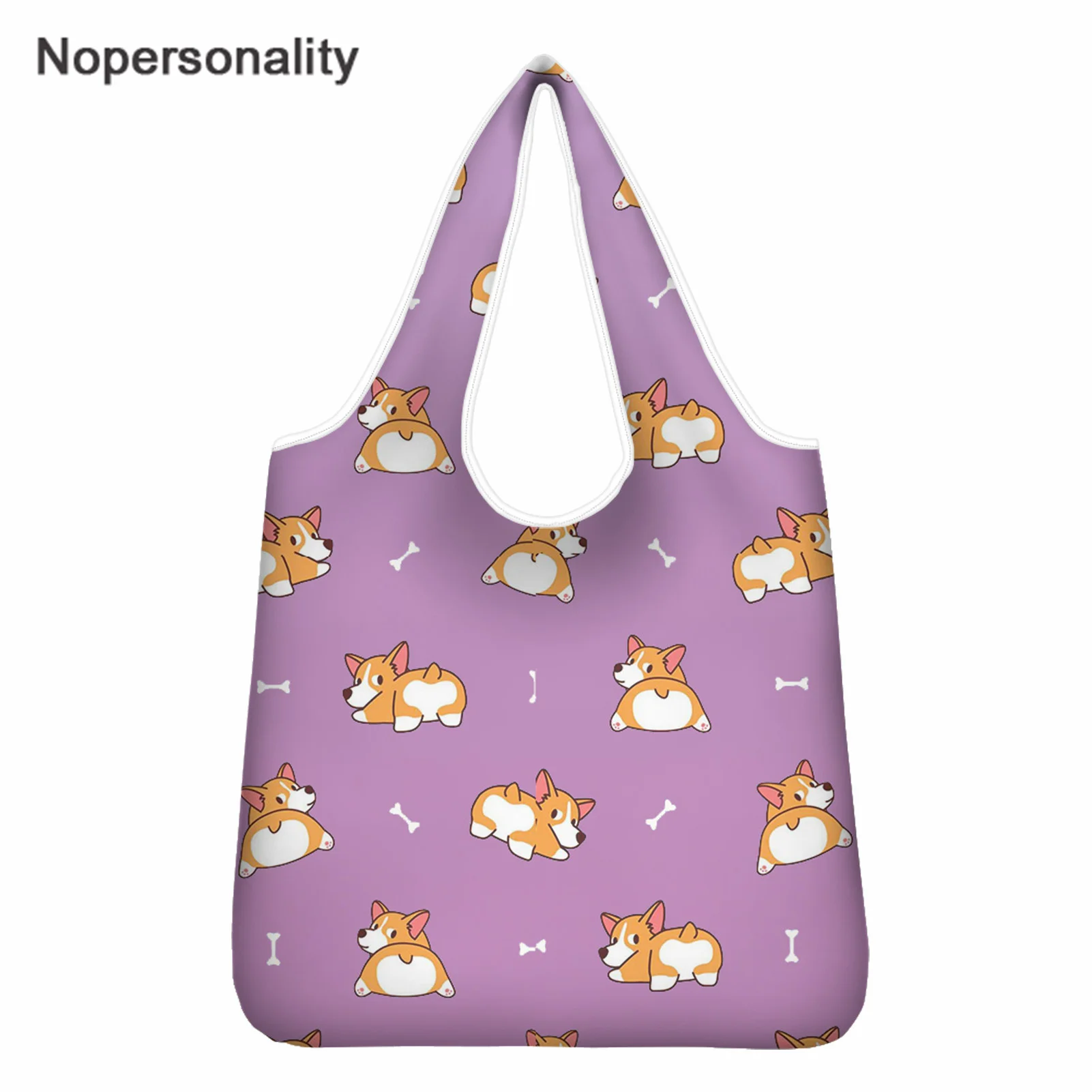 

Экологичные сумки для покупок Nopersonality, корги, собаки, сумки для продуктов с принтом для женщин, милая сумка через плечо, вместительная сумка