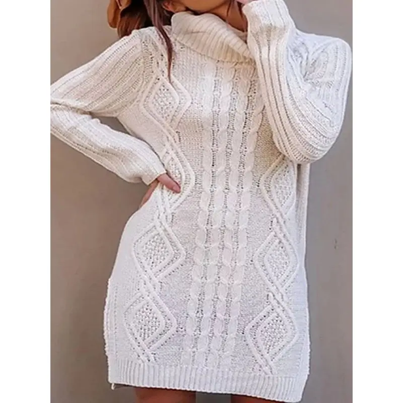 Свитер с высоким воротником для женщин Harajuku синий свитер разрезом средней длины