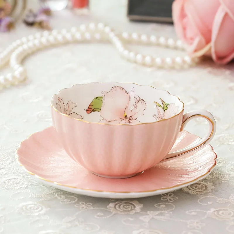Набор из розовый фарфоровый чайной чашки и блюдца 200 мл английский