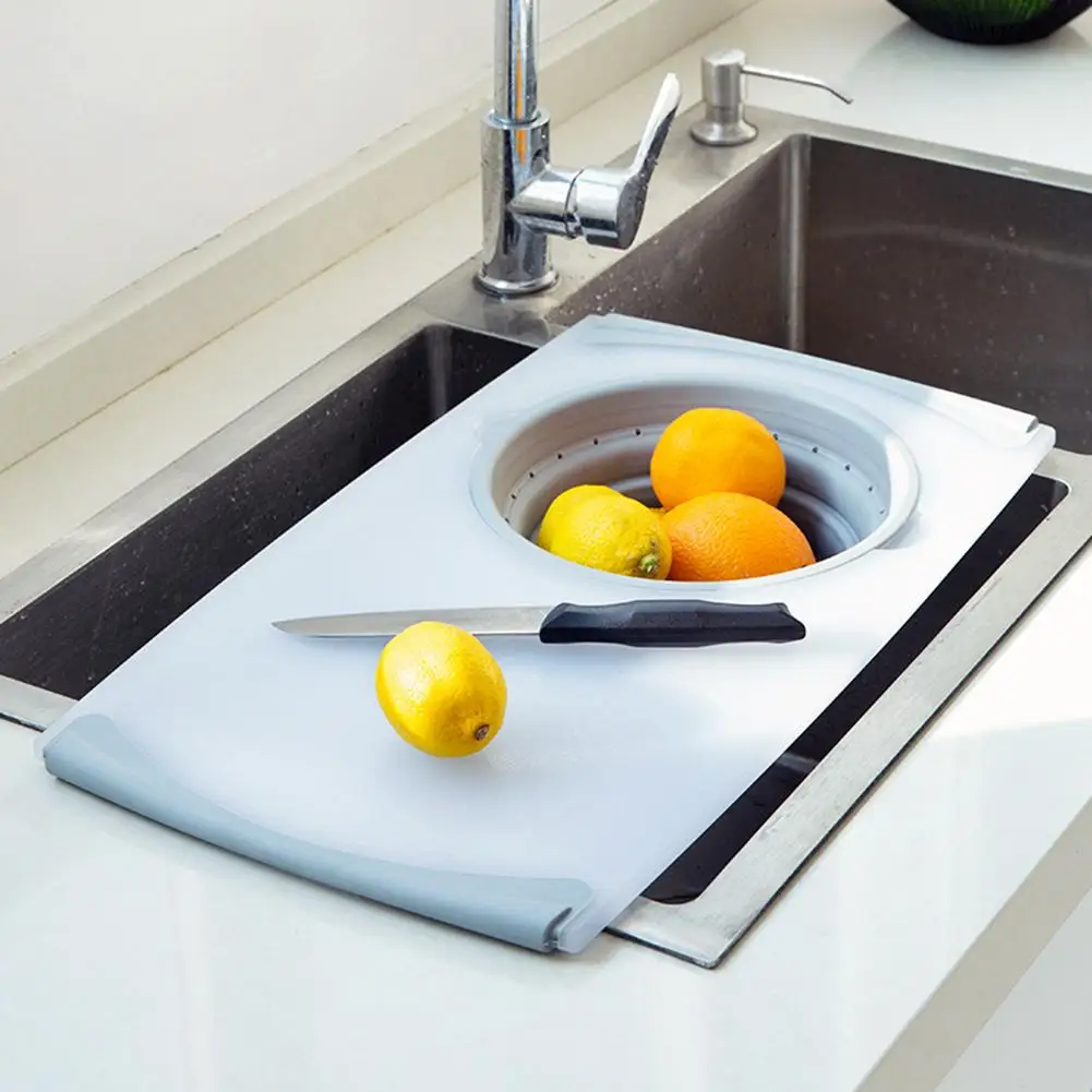 

Innovative Multi-Functional 3 in 1 Chopping Board Detachable Folding Drain Basket Sink Cutting Board Kitchen Tools