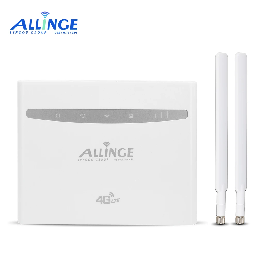 

ALLINGE Unlocked Modified EU Africa B525 Two Antennas Cat6 300mbps 4G LTE CPE Wireless Long Range Wifi Router SIM Card Slot 3LAN