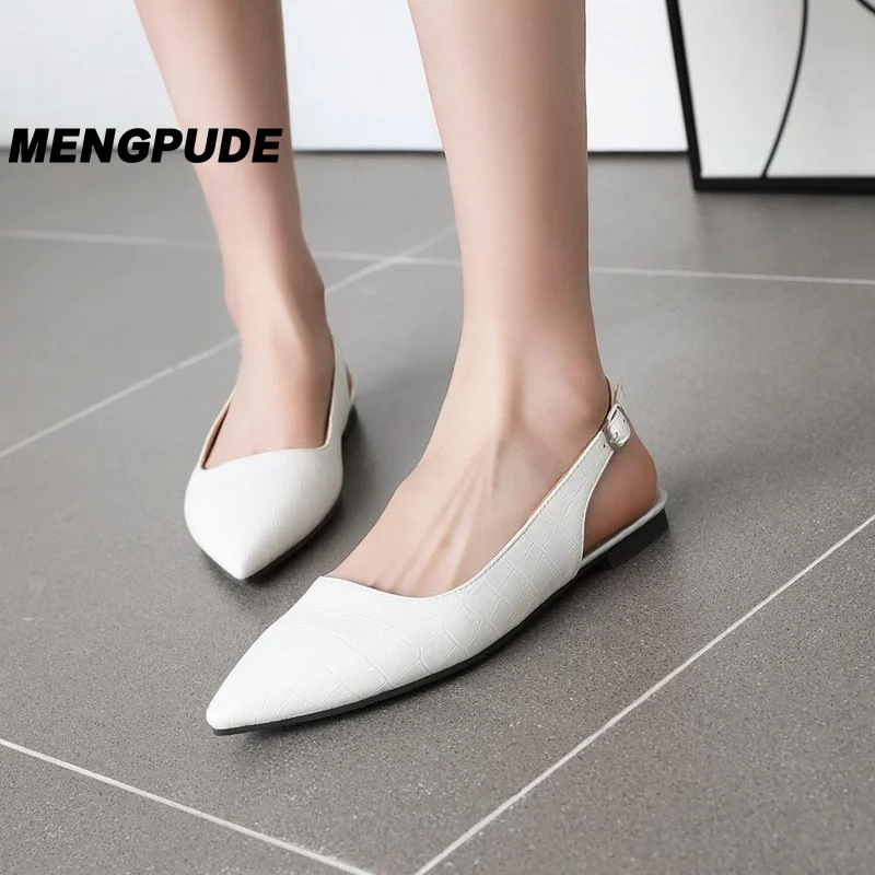 

Fashion Casual Flats Shoes Spring Summer Shoes Woman Sexy Pointed Toe Flats Buckle Slingback Shoes Women Flats Sandals Flip Flop