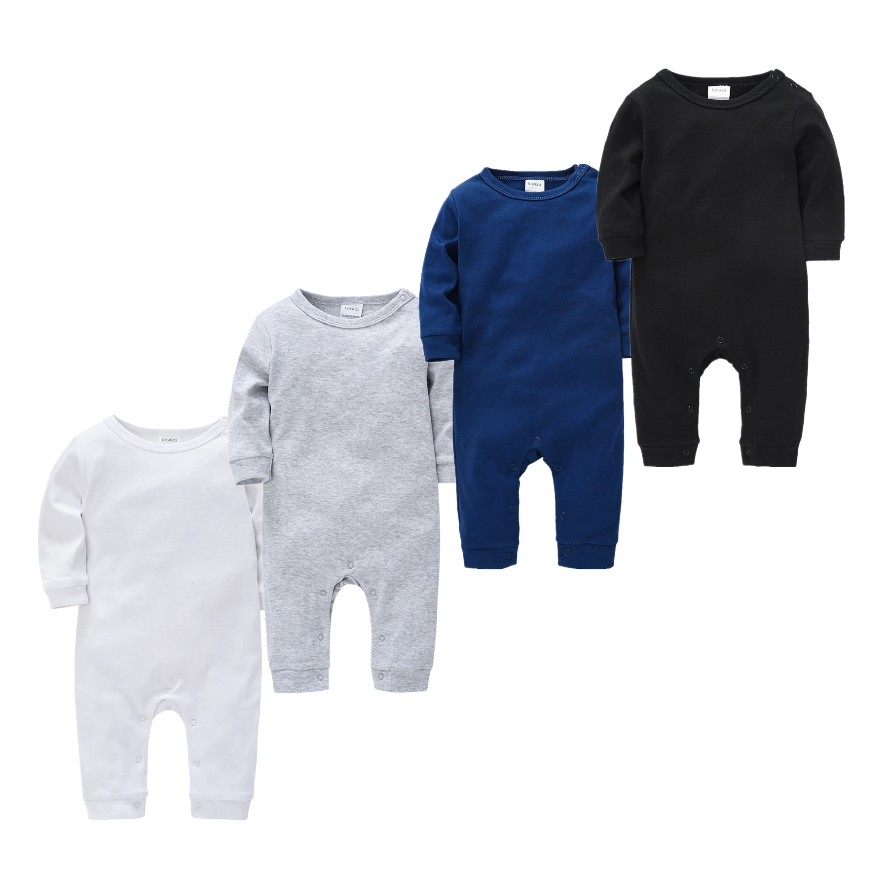 

0-18M Kids Baby Rompers Pajamas Solid White Black Newborn Baby Jumpsuit Roupas Bebe De Long Sleeve Infantil Boys Girl Pajama