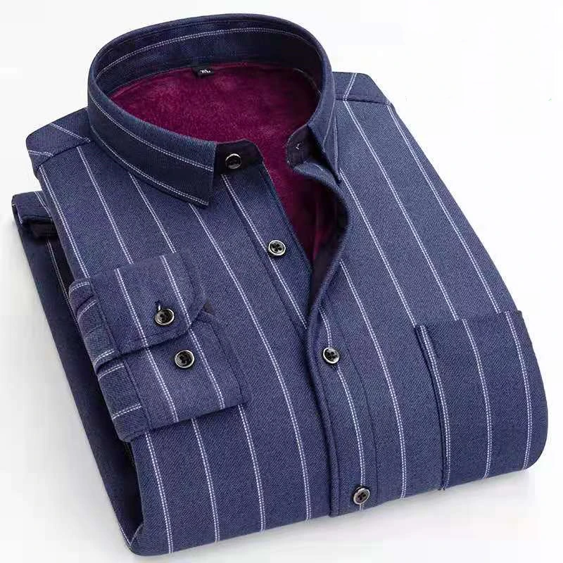 Мужская классическая двухсторонняя Флисовая теплая рубашка зимняя новая модная