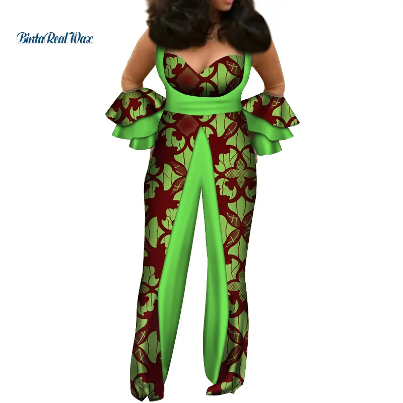 Африканский женский комбинезон богатый лоскутный с принтом оборками на рукавах