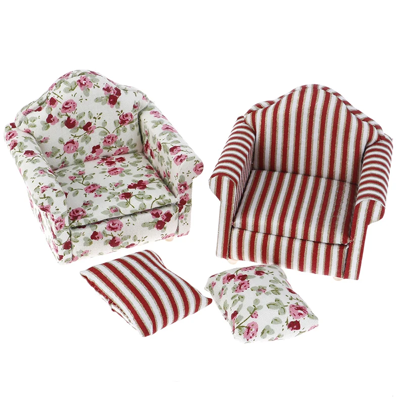 1/12 Mini Floral Print Sofa Cushion Model Dollhouse Room Decor Photography Prop Miniature Home Ornaments | Игрушки и хобби