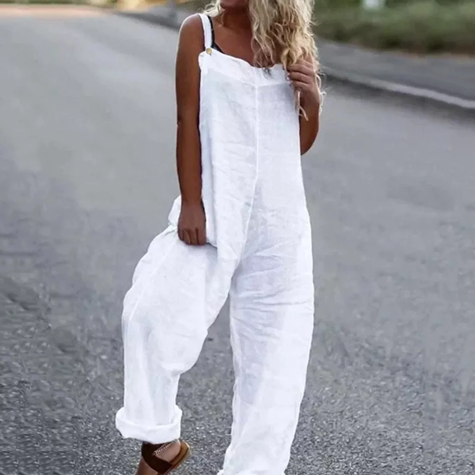 

jumpsuit female summer suit for Women's shorts Long 1 pieces all 2021 Sleeveless Overalls Female jumpsuits Casual Solid Summe