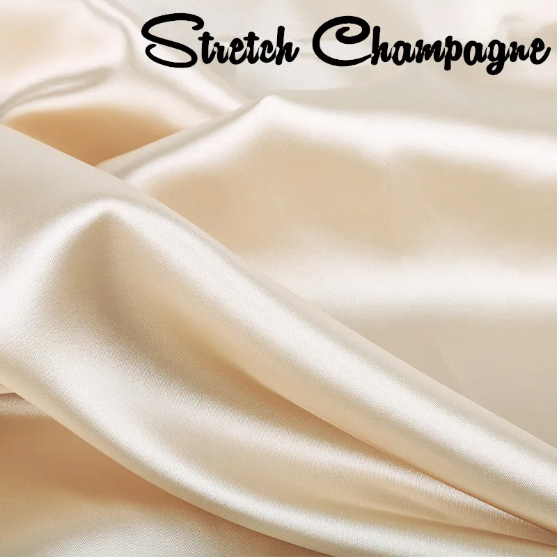 Elastic Champagne Эластичная атласная ткань шелк Cheongsam ткань атласная одежда юбка подкладка чистый цвет имитация шелка цвет Ding ткань - Цвет: Elastic Champagne