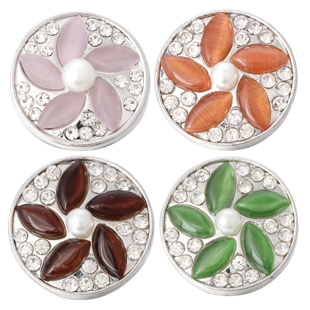 5 шт./лот новинка украшенные цветком из страз застёжка бусинка 18 мм металлическая