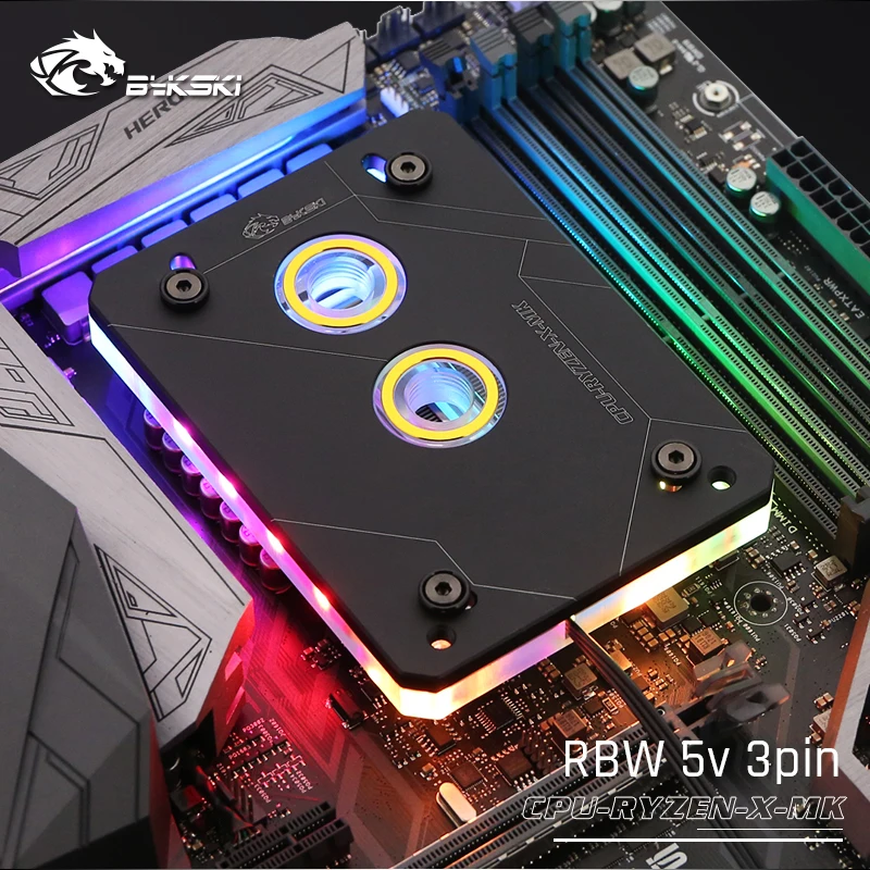 Black-RBW(5v 3pin) Bykski cpu-RYZEN-X-MK RyzenAM3/AM3+/AM4 cpu водяные блоки, RBW система освещения, микроводный блок водяного охлаждения - Цвет лезвия: Black-RBW(5v 3pin)
