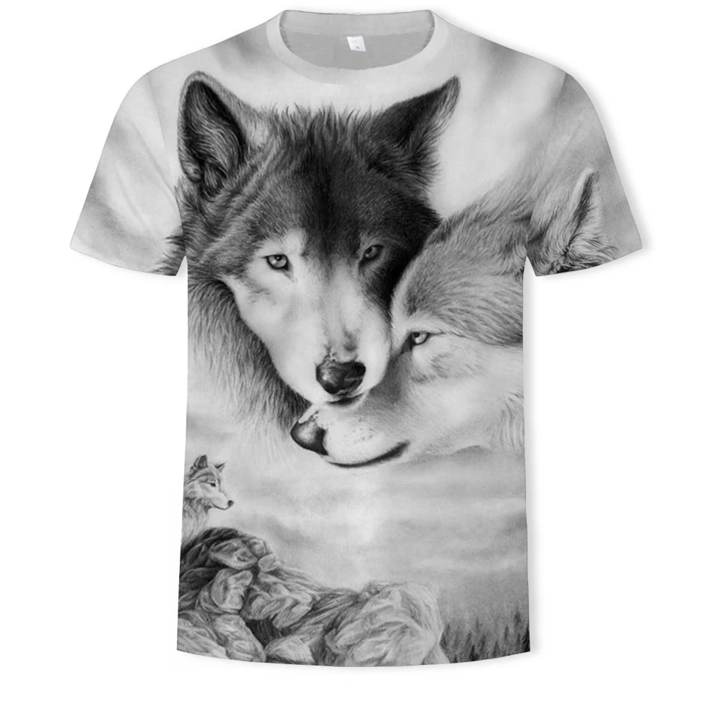 

Lovers Wolf Printed T shirts Men 3d T-shirts Drop Ship Top Tee Short Sleeve Camiseta Round Neck Tshirt Fashion Casual Brand