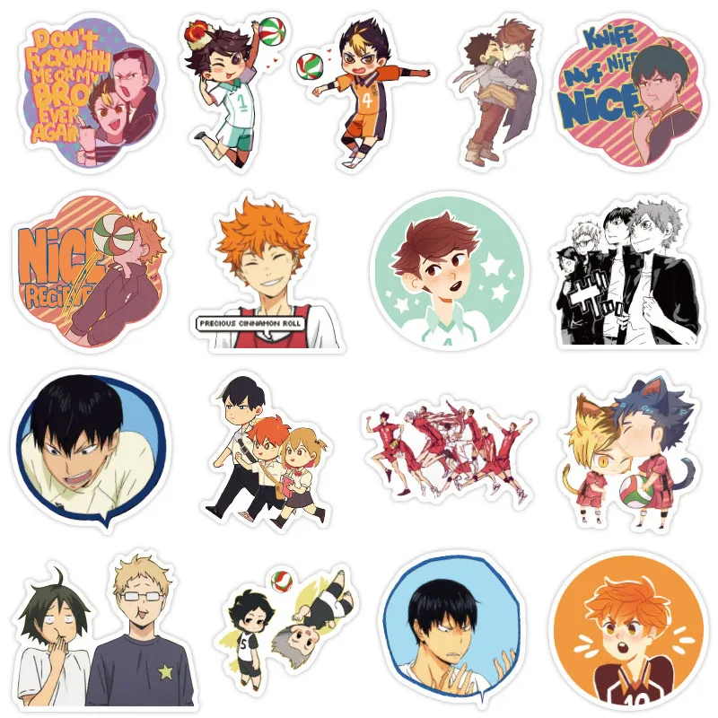 50 шт. стикеры Haikyuu s Японские Аниме для скейтборда ноутбука компьютера чемодана
