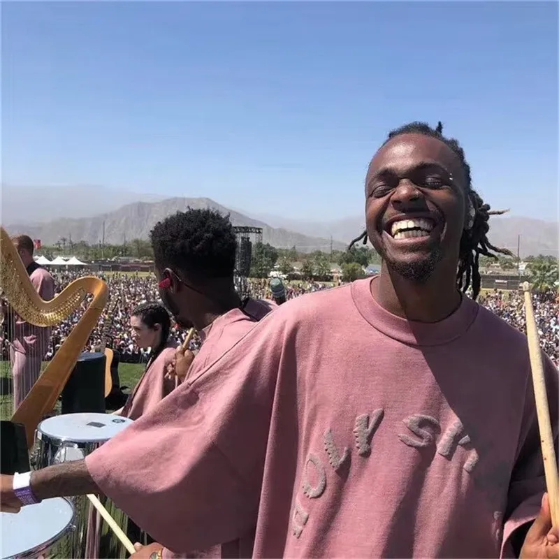 

3D Kanye West Sunday Service T Shirt Men Women Summer High Quality Washed Do Old Red Wine Kanye Holy Spirit T-shirt Tees