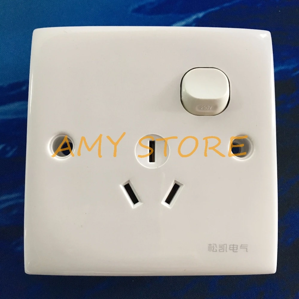 86x86mm AC250V 10A Home Office 1 Push Button 3 Pin AU Socket Outlet Wall Switch Plate Square Panel White | Инструменты