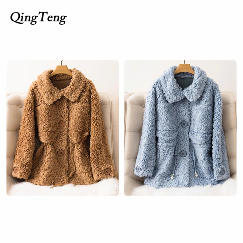 30 шерстяное пальто Тедди Женский Тренч пушистая поддельная зимняя куртка с