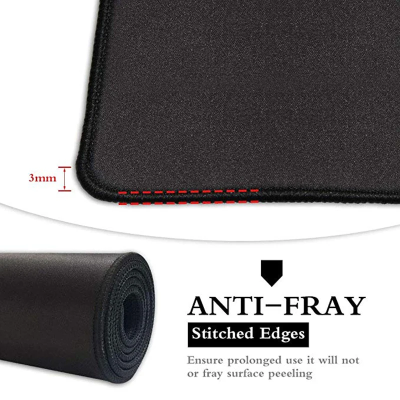 Черный коврик для мыши размером 900*400*3 мм с прошитыми краями нескользящий