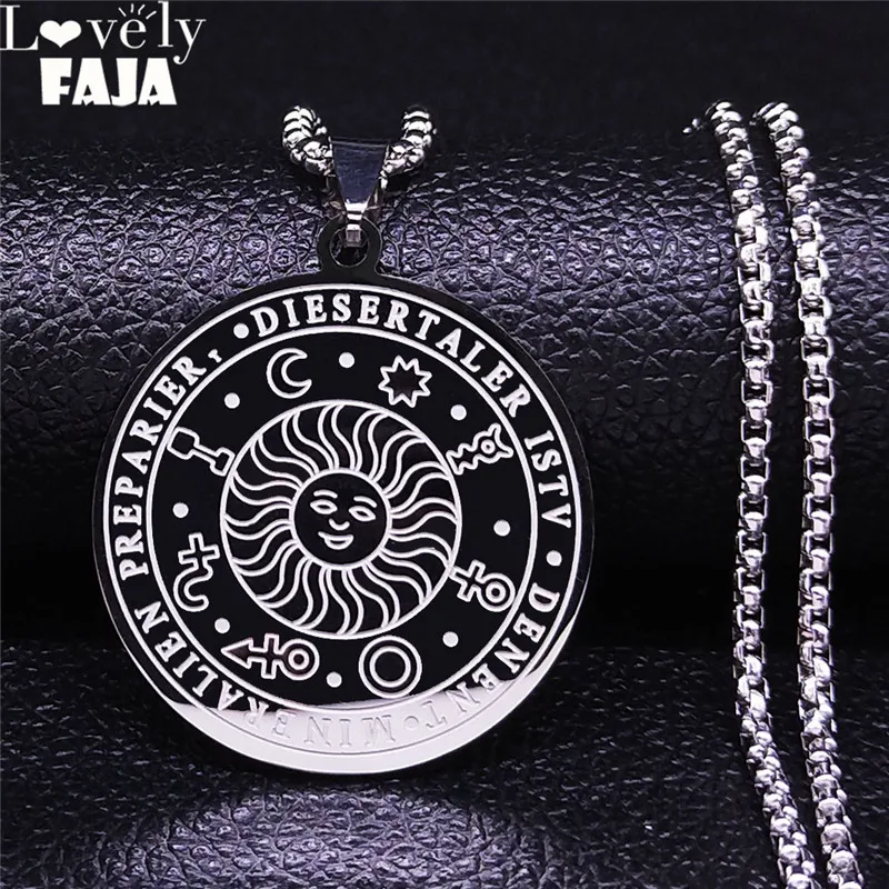 

2022 Fashion Sun Astrology Stainless Steel Necklaces for Women Silver Color Statement Necklace Jewelry collier astrologie N1257