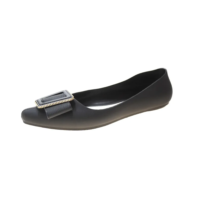 

Fashion light mouth rain shoes women's summer jelly women's single shoes pointed square button solid four seasons leisure