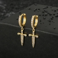 hip hop pure gold plating earrings cz bling ice out stud earring cubic zironia stone round 10mm earrings for men women jewelry