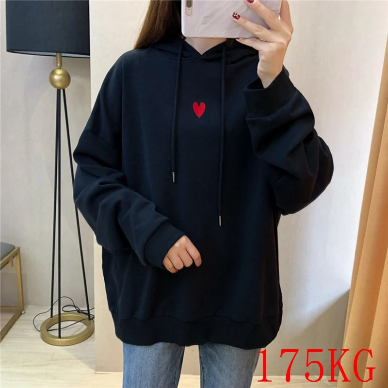 

Women's New Large Size Hooded Sports Sweater 6XL-10XL Bust 168CM Fashion Thick Embroidery Loose Casual Hooded Sweater