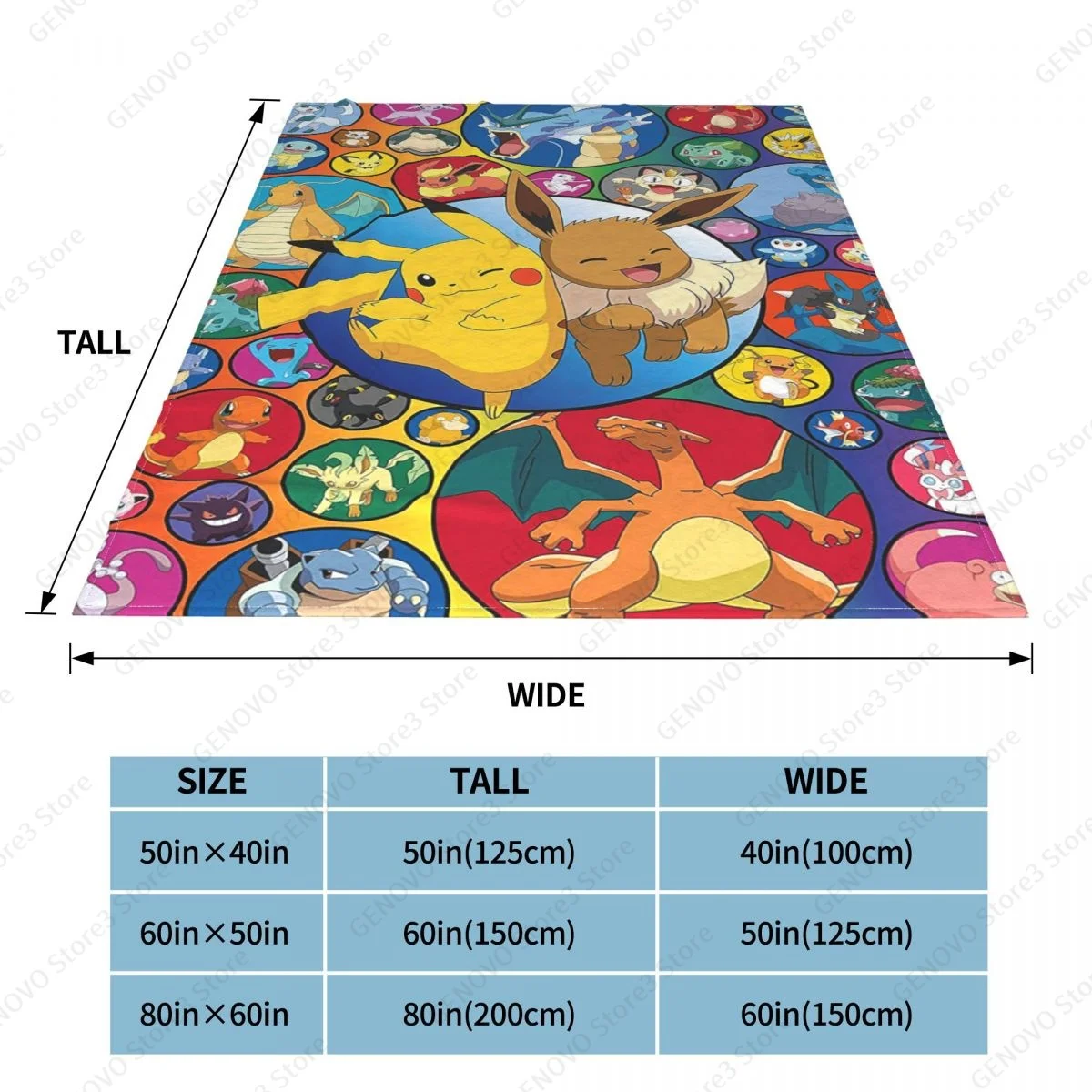 3D-Printeds Blanket Pokemon Bikachu/ Flannel Bed Throw Soft Cartoon Printed Bedspread Sofa Gifts for Children | Дом и сад