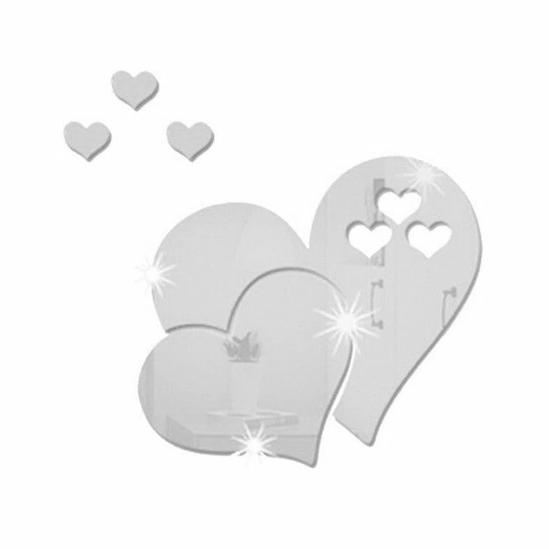 

Creative Love Hearts 3D Mirror Wall Sticker Removable DIY Decal Home Art Decor
