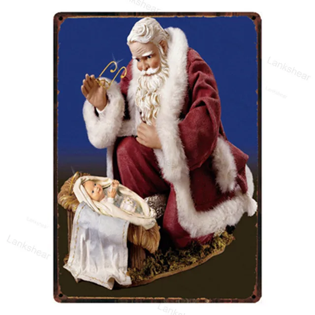 

Merry Christmas Santa Claus Happy New Year Metal Sign Tin Poster Home Decor Bar Wall Art Painting 20*30 Cm Size