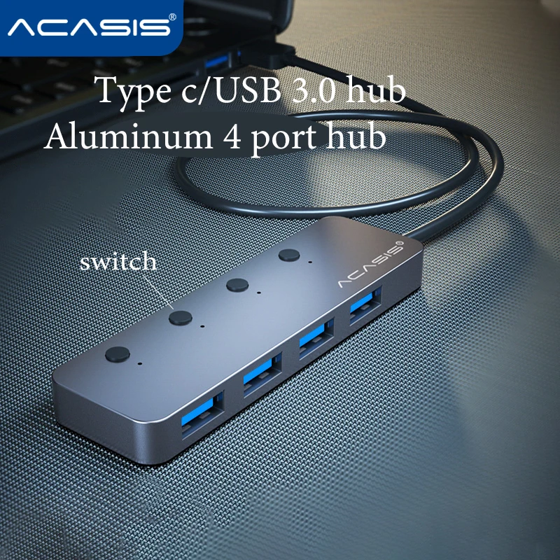 Acasis usb хаб 3 0 Высокоскоростной Алюминиевый 4 портовый концентратор USB