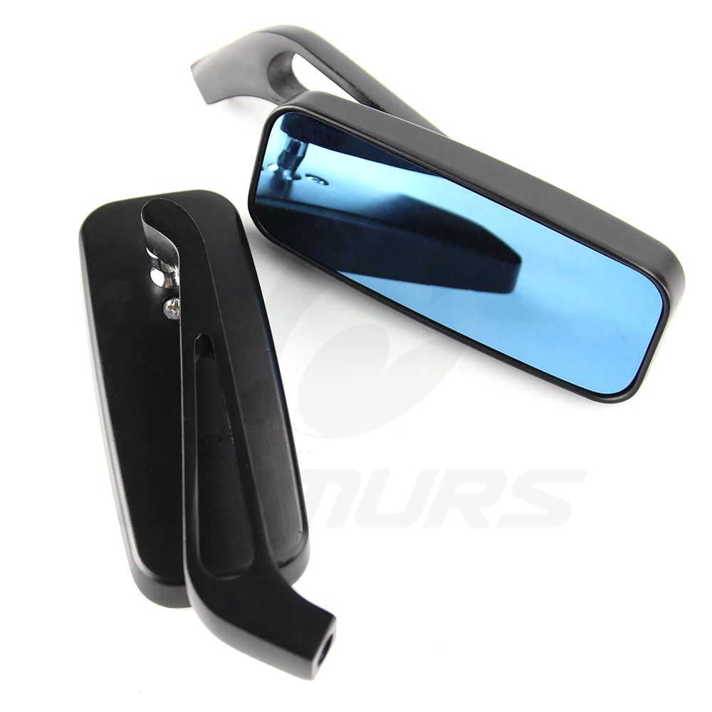 

OUMURS 8/10mm Motorcycle Rearview Mirror Chrome Square Convex Side Mirrors Blue Glass For Harley Honda Suzuki Yamaha Kawasaki