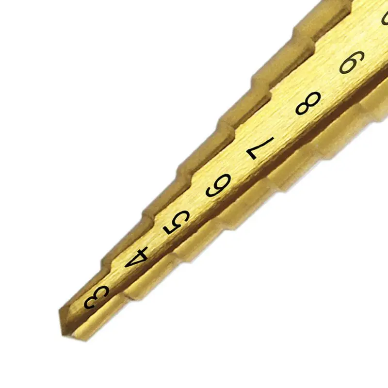 

3-13mm HSS Titanium Coated Step Drill Bit Cone Hex Shank Reaming Power Tools Metal Wood Retailsale