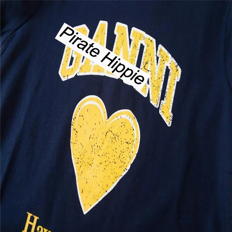 

Pirate Hippie Heart Graphic Tee Shirts Woman Short Sleeve O Neck Cotton Navy T-Shirts Casual Vintage Classic Tshirts Top Clothes