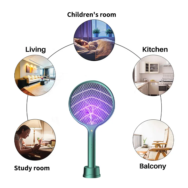 USB перезаряжаемая летняя лампа-ловушка для мух 2 в 1 electric fly swatter | Дом и сад