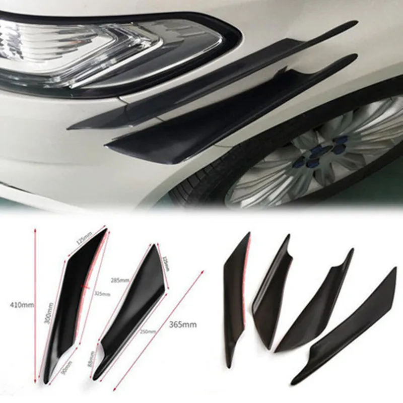 

4PCS Carbon look/Black/Blue/Red Front Bumper Lip Diffuser Splitter Fins Body Spoiler Canards Valence Chin