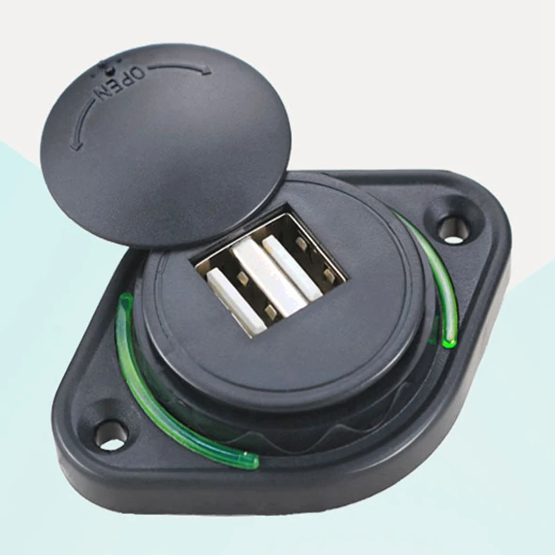 

12V/24V 3.1A Car Dual Black ABS USB Port Charger Socket Outlet LED Waterproof Adapter Power Socket Universal Motorcycle Bus Ship