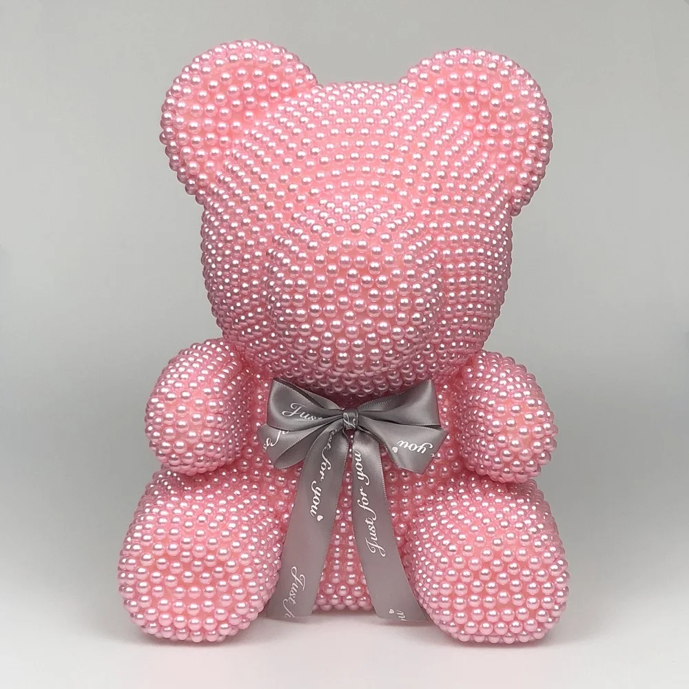 

Hot 40cm Wedding Souvenir Ideas pearl Bear Cute Artificial Foam Flower Rose Teddy Bear Kids Birthday Gift Valentine's Day Gift