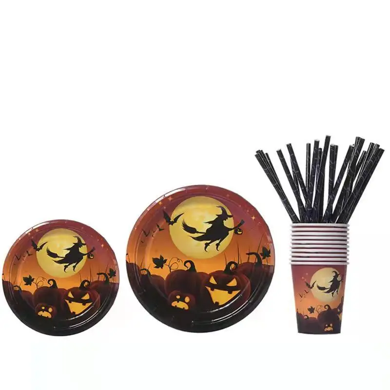 

10 шт., одноразовые тарелки для хэллоуивечерние