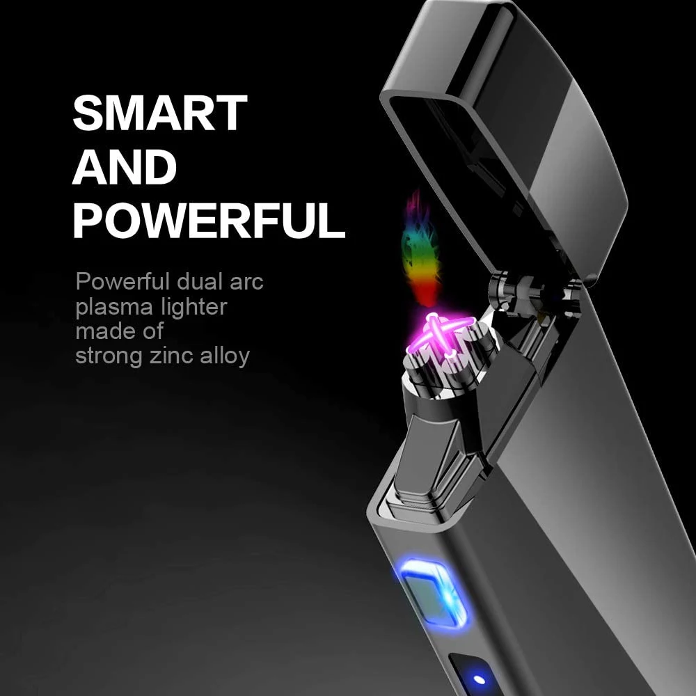 Металлическая ветрозащитная индивидуальная зажигалка с USB-зарядкой двойная