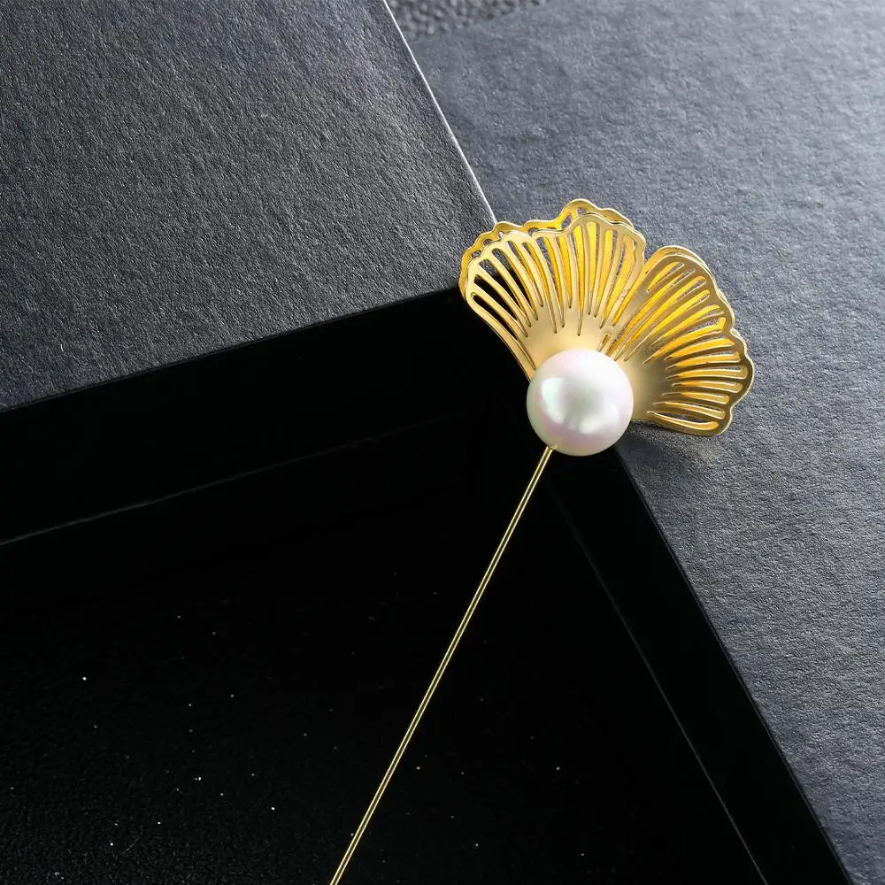 NEOGLORY Женские Элегантные Броши в виде листьев гинкго с жемчугом 2020 эффектный