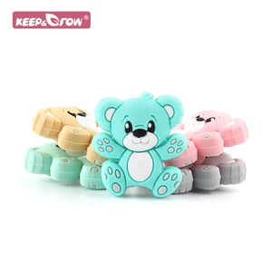 Детские Силиконовые зажимы для соски цепочка DIY бусины жемчуг мини медведь мультфильм животных Жевательная для прорезывания зубов Бусины Пищевой класс для держатель для соски