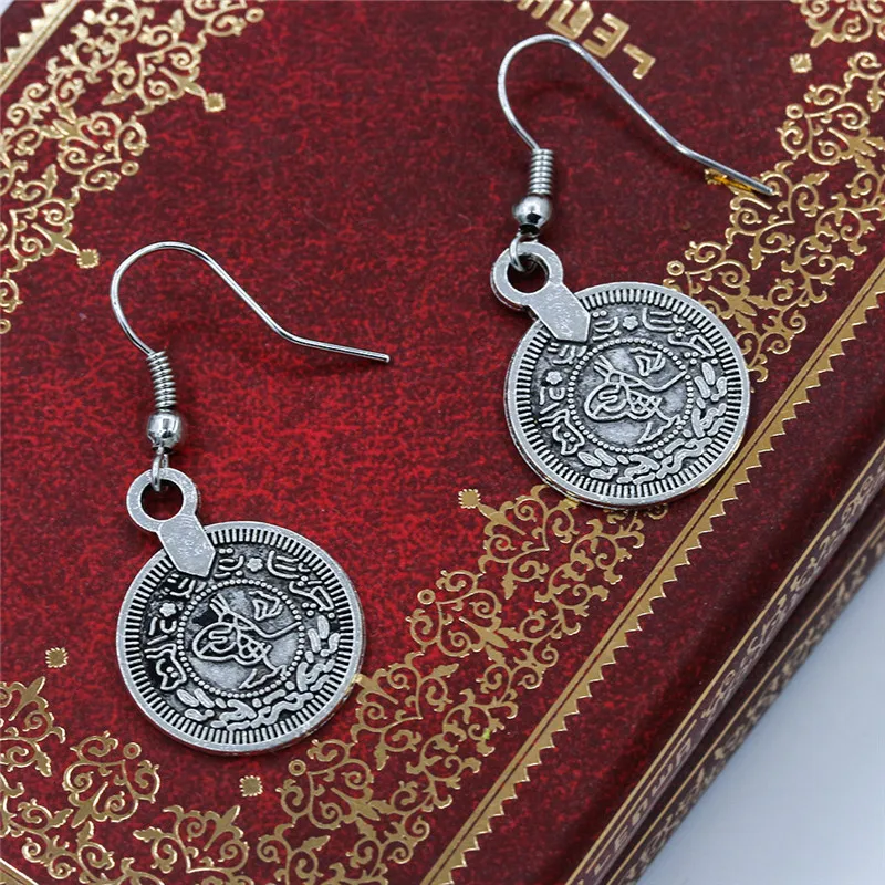 2019 Fashion Ethnic retro-alloy Earrings Retro-ancient Indian and Egyptian coins tasseled round ear stud for women | Украшения и