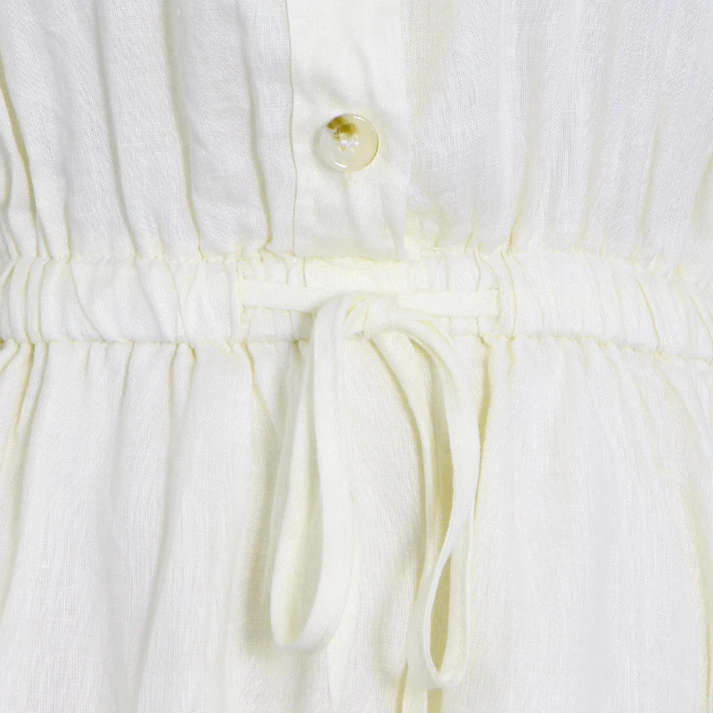 

Drawstring Patchwork Pocket Dress For Women O Neck Short Sleeve High Waist Casual Solid Dresses Female Fashion New