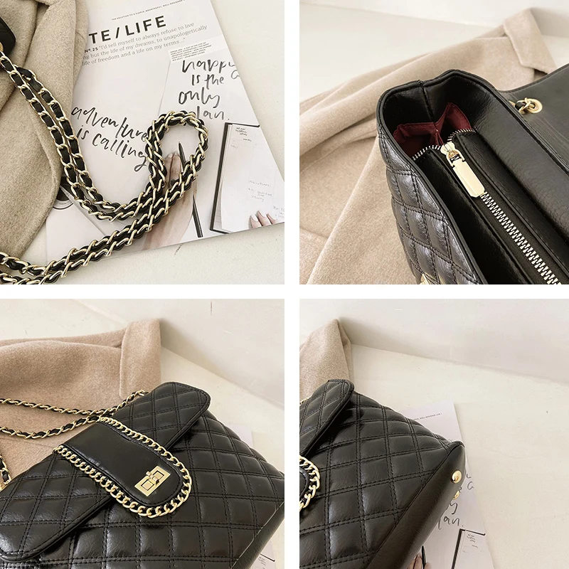 

Sewing handbags ladies 2020 new brand chain shoulder bag ladies designer luxury leather messenger bag Bolsa wallet