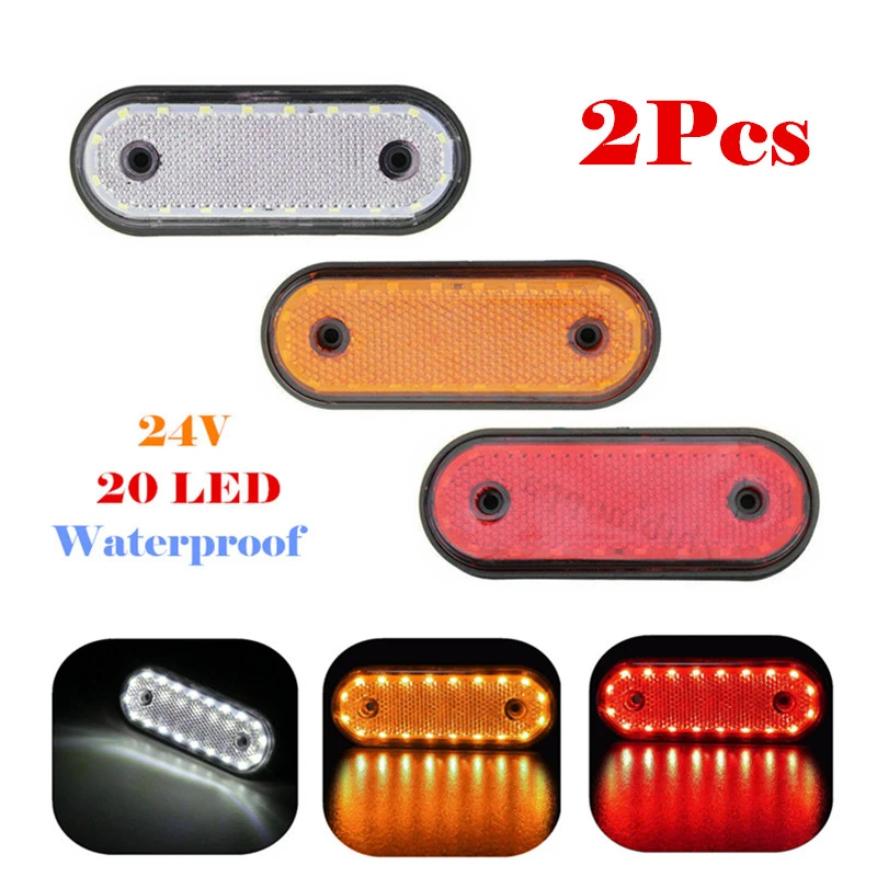 

2x 20LED 24V Waterproof Side Marker Lights Car External Warning Clearance Tail Indicator Lamp Trailer Truck RV Lorry Pickup Boat