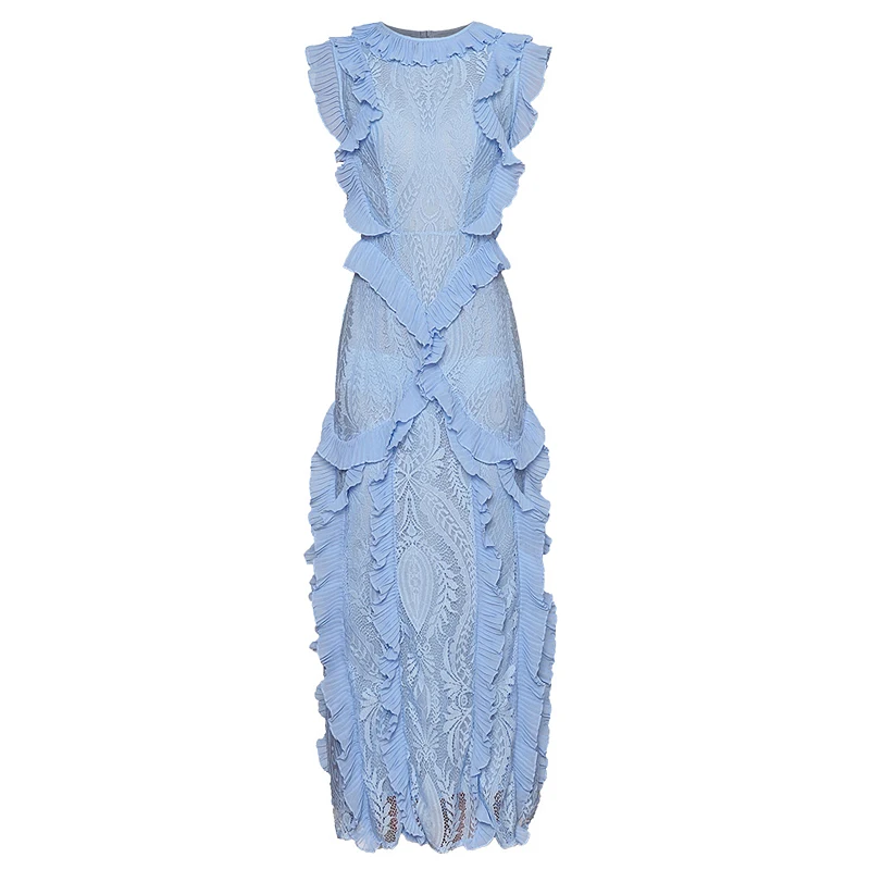 

Long Dress High Quality 2022 Spring Summer New Women'S Fashion Party Casual Beach Vintage Elegant Chic Gentlewoman Lace Dresses
