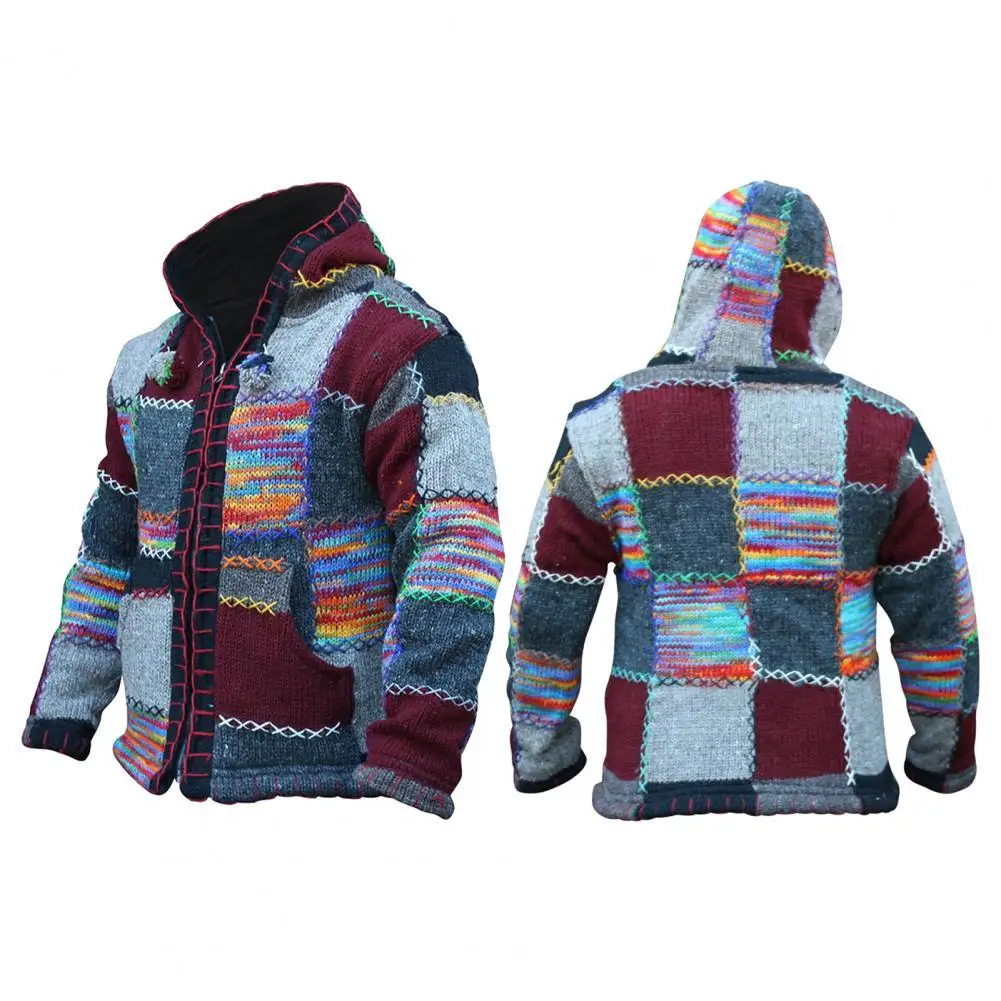 

Jacket Cardigan Elastic Classic Warm Colorful Patchwork Knitted Cardigan