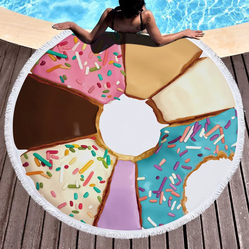 

Pizza Food Printed Large Round Beach Towel Microfiber Round Fabric Bath Towels For Living Room Home Decorative