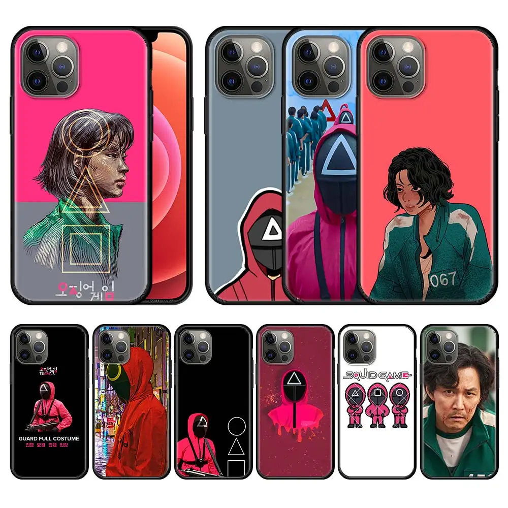 

Mobile Phones Case for Apple iPhone 13 11 Pro Max 7 8 Plus 12 Soft Cover X XR XS 6 6S Celular Coque Squid Game Masked Soldier
